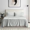 Apsley Linen Damask Stripe Combed Cotton 6-PCs Sheet Set (1 Fitted, 1 Flat, 4 Pillowcase) Fits 18-21'' Deep Pocket Heavy Rich Quality Sateen Weave Silky Soft Breathable (King, Silver Grey) view 1