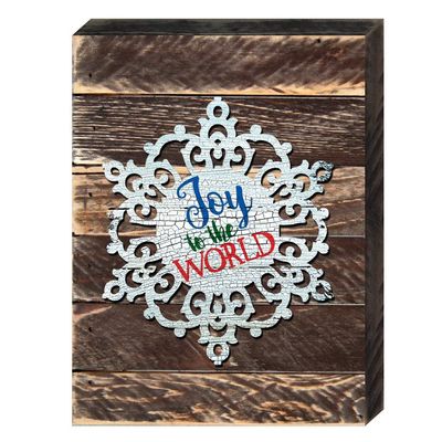 Party2u Designocracy 98809-12 Snowflake Let It Snow Quote Vintage Christmas Art on Board Wall Decor