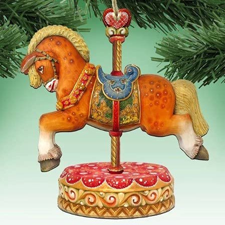 G.DeBrekht 8114042H Carousel Horse Bunny Christmas Door Hanger
