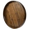 24" x 24" Round Solid Black Walnut Wood Serving Tray - Extra Large Ottoman Table Tray with Handle - Decorative Platter view 2