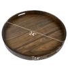 24" x 24" Round Solid Black Walnut Wood Serving Tray - Extra Large Ottoman Table Tray with Handle - Decorative Platter view 4
