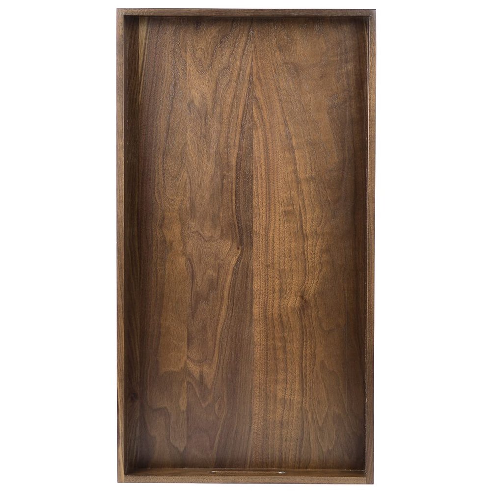Rectangle Solid Black Walnut Ottoman Tray Large Wood Serving Tray with Handles Handmade Vintage Decorative Platters for Oversized Ottoman Kitchen (L- 24" x 13")