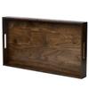 Rectangle Solid Black Walnut Ottoman Tray Large Wood Serving Tray with Handles Handmade Vintage Decorative Platters for Oversized Ottoman Kitchen (L- 24" x 13") view 2
