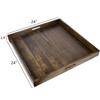 24"x 24" Square Solid Black Walnut Wood Serving Tray Ottoman Tray Extra Large Wood Trays with Handles Wooden Serving Tray for Oversized Ottoman Home Breakfast in Bed Tea Coffee view 3