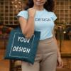 Aboutwome Your Own Design Women Custom Tote Bag for Shopping Canvas Bags (Navy), One Size view 2