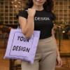 Aboutwome Your Own Design Women Custom Tote Bag for Shopping Canvas Bags (Purple), One Size view 2