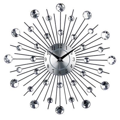 ARTIBETTER Wall Clocks Crystal Wall Clock Personality Artistic Wall Clock Silver Iron Wall Clock Decorative Wall Clock