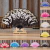 DUO ER Chinese/Spanish Style Dance Wedding Party Lace Silk Folding Hand Held Flower Fan (Color : Black) view 2