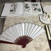 DUO ER 10/13 inch Folding Fan Hand Silk Cloth DIY Chinese Folding Fan Wooden Bamboo Antiquity Folding Fan DIY Calligraphy Painting (Color : White, Fan Size : 10 inches) view 3