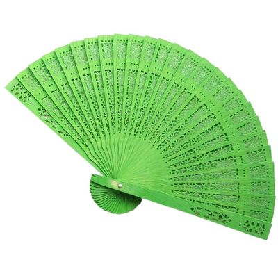 DUO ER Wedding Decoration Marriage Sandalwood Fan Openwork Carved Wooden Fan Wedding Fan 20cm Home Decor for Wedding Party Decoration (Color : Green)