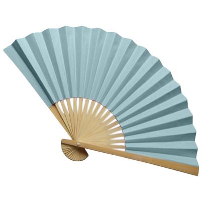 DUO ER Chinese Style Paper Fan Hand Held Fan Bamboo Paper Folding Fan Decor Vintage Hand Fan Folding Fans Dance Wedding Party Favor (Color : Light Blue)