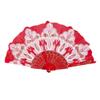 DUO ER Chinese Style Dance Wedding Party Lace Silk Folding Hand Held Flower Fan Party Performance Hand Held Props (Color : Red) view 1