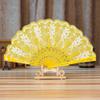 DUO ER Chinese Style Dance Wedding Party Lace Silk Folding Hand Held Flower Fan Party Performance Hand Held Props (Color : Red) view 3