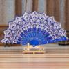 DUO ER Chinese Style Dance Wedding Party Lace Silk Folding Hand Held Flower Fan Party Performance Hand Held Props (Color : Red) view 4