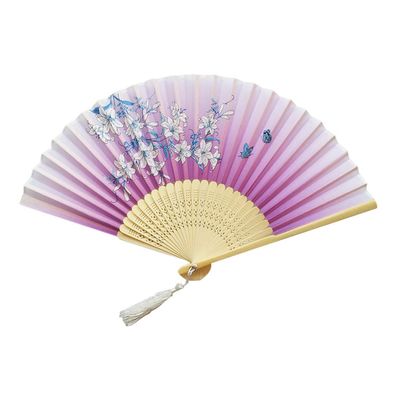 DUO ER Traditional Chinese Fans Hand Held Fans Paper Bamboo Folding Fans Handheld Folded Fan for Church Wedding Hand Holding Fans Decor (Color : H)