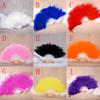 DUO ER 2pcs Wedding Showgirl Dance Elegant Large Feather Folding Hand Fan Decor Decal (Color : Black) view 2