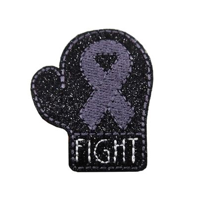 Brain Cancer Awareness Sparkle Glitter Embroidered Iron On Patch