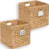 2 Pcs Storage Baskets For Shelves, 12 Inch Cube Organizer Bins, Water Hyacinth Wicker Basket For Blankets, Woven Basket, Foldable Hyacinth Storage Baskets For Organizing Bathroom, Bedroom, Laundry view 1