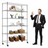 Chrome Heavy Duty 6-Tier Wire Shelving Unit - 48" L x 18" W x 76" H with Casters, Adjustable Garage Shelves for Storage, Restaurant, Pantry view 1