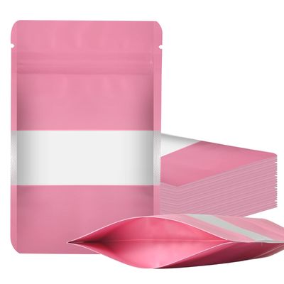 100 Pieces Smell Proof Mylar Resealable Food Storage Bags With Clear Window, Foil Pouch Stand-up for Self Sealing Supplies (Pink, 4.7 x 7.8 Inch)