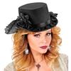 WIDMANN W MILANO Party Fashion - Top Hat with Black Rose and Tulle for Women, Felt, 18th Century, 19th Century, Noble, Wild West, Gothic, Halloween, Carnival, Theme Parties, Black view 3
