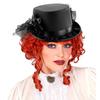 WIDMANN W MILANO Party Fashion - Top Hat with Black Rose and Tulle for Women, Felt, 18th Century, 19th Century, Noble, Wild West, Gothic, Halloween, Carnival, Theme Parties, Black view 4