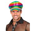 WIDMANN 10022 - Rocker Hat Rainbow with Studs and Gemstones, Christopher Street Day, Parade, Theme Party, Carnival view 3