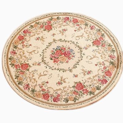 UKELER Luxury Soft Rustic Floral Round Area Rugs for Dinning Room Living Room Bedroom, Washable Elegant Non Slip Accent Round Kids Play Mat for Kids Room, 6.6'x6.6', 1