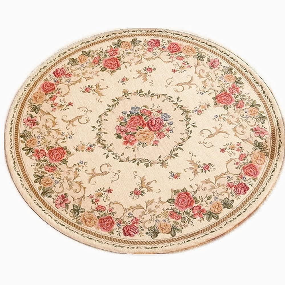 UKELER Luxury Soft Rustic Floral Round Area Rugs for Dinning Room Living Room Bedroom, Washable Elegant Non Slip Accent Round Kids Play Mat for Kids Room, 6.6'x6.6', 1