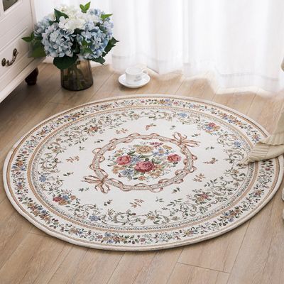 UKELER Luxury Soft Rustic Floral Round Area Rugs for Dinning Room Living Room Bedroom, Washable Elegant Non Slip Accent Round Kids Play Mat for Kids Room, 6.6'x6.6', 3