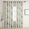 MYSKY HOME Sage Green Curtains 84 Inch Length Light Filtering Privacy Protect Drapes for Living Room Bedroom Flower Printing Window Treatment Grommet 2 Panels,Sage and Natural view 2