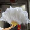 1pcs 12bars Yellow Ostrich and Marabou Feather Fan Burlesque Showgirl & Boudoir Decorative Feather Fan Dance Party Wedding Props - Red view 2
