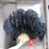 1pcs 12bars Yellow Ostrich and Marabou Feather Fan Burlesque Showgirl & Boudoir Decorative Feather Fan Dance Party Wedding Props - Red view 3