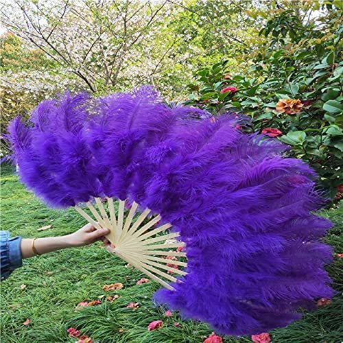 10pcs/lot Ostrich and Marabou Feather Fan Burlesque Showgirl & Boudoir Decorative Feather Fan Dance Party Wedding Props - Purple
