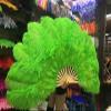 1pcs 12bars Yellow Ostrich and Marabou Feather Fan Burlesque Showgirl & Boudoir Decorative Feather Fan Dance Party Wedding Props - Green view 1