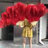 1pcs 12bars Yellow Ostrich and Marabou Feather Fan Burlesque Showgirl & Boudoir Decorative Feather Fan Dance Party Wedding Props - Green view 4