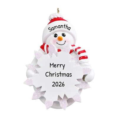3D Personalized Snowman Ornaments for Christmas Tree - Frosty The Snowman Christmas Ornaments 2025 - Unique Custom Name Ornament for Kids & Toddlers 2025 Snowflake Design Dated Striped Scarf Gifts