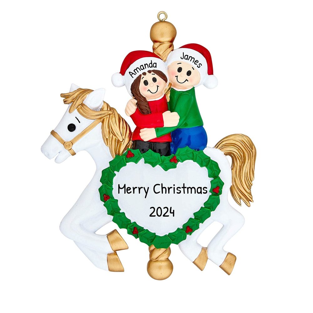 3D Personalized Our First Christmas Ornament 2025 Custom Carousel Couple Ornaments Horse Riding Couples Ornament 2025 Family of 2 Unique for a Couple Ornaments Couples Unique Gifts
