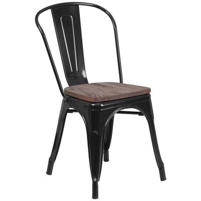 BOWERY HILL Metal Stackable Dining Side Chair in Black