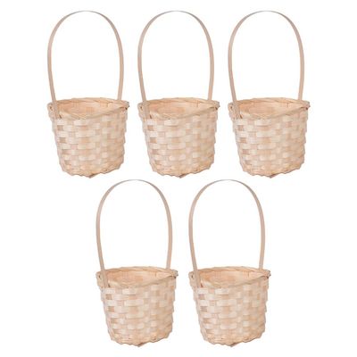 Cabilock 5pcs Woven Storage Basket Portable Picnic Container Weaving for Outdoor Use for Organizing Fruits Snacks and Home Decor
