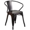 BOWERY HILL Metal Stackable Dining Arm Chair in Black and Antique Gold view 1