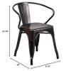 BOWERY HILL Metal Stackable Dining Arm Chair in Black and Antique Gold view 2