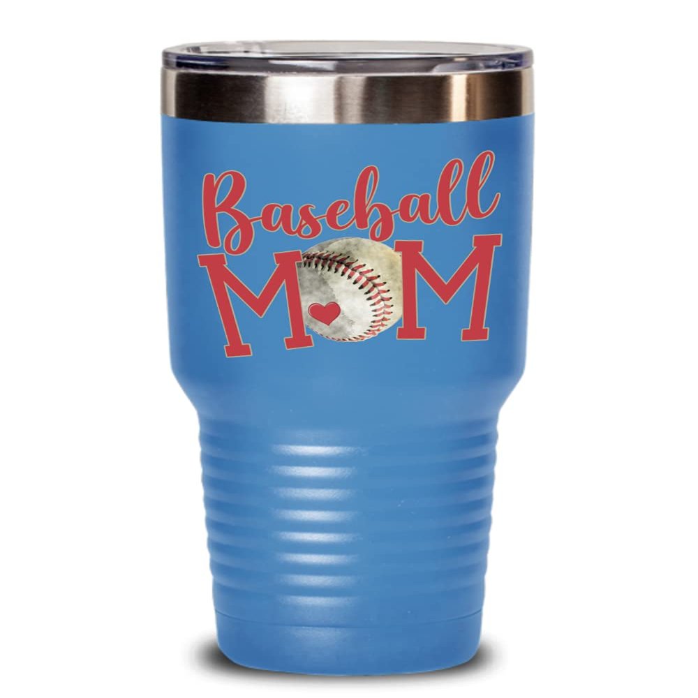 Baseball Mom Tumbler for Sports Mum Mama Mothers Day Birthday Christmas Idea from Son or Daughter Funny 20 or 30 oz. Insulated Coffee Mug Hot Cold Cup