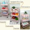 Freletry 3 Tier Utility Rolling Cart Storage Organizer Shelf Rack with 6PCS Hanging Cups for Home Office Kitchen Bathroom Storage (Pink) view 4