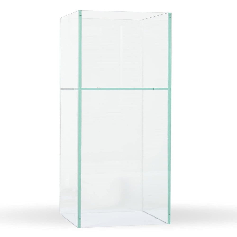 Clear Floral Glass Square Planter 28" H x 6" W x 6" L - Reversible Vision Glass Pot