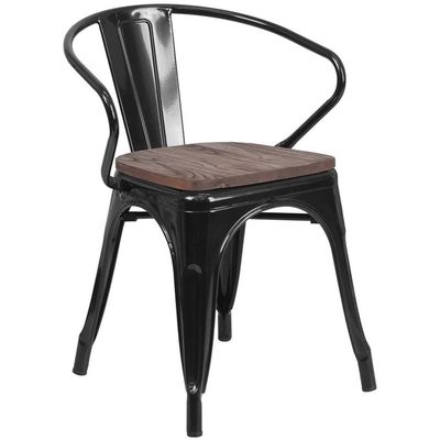 BOWERY HILL Metal Dining Arm Chair in Black