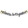 Cheers To 45 Years Banner,Pre-Strung, Black Paper Glitter Party Decorations For 45TH Wedding Anniversary 45 Years Old 45TH Birthday Party Supplies Letters Black ZHAOFEIHN view 1
