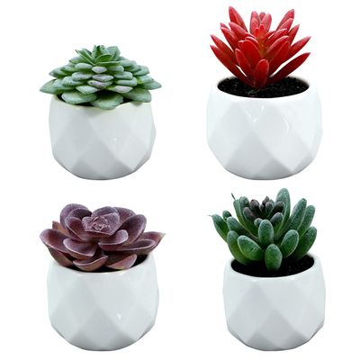 4pcs Fake Succulent Plant Decor Cacti Potted Plants Succulents Artificial Realistic Succulent Plants Artificial Plants Artificial Succulent Pots Cactus Decor Desktop Small Plant