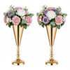 2pcs of Tabletop Gold Flower Centerpieces: 14.4in Metal Wedding Flower Gold Vases, Elegant Flower Holders for Christmas Anniversary Birthday Party Home Decoration Flower Arrangements view 1