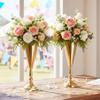 2pcs of Tabletop Gold Flower Centerpieces: 14.4in Metal Wedding Flower Gold Vases, Elegant Flower Holders for Christmas Anniversary Birthday Party Home Decoration Flower Arrangements view 2
